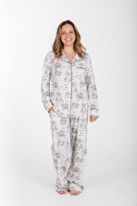 O Little Town of Bethlehem Womens Notch Collar PJ Set Cotton