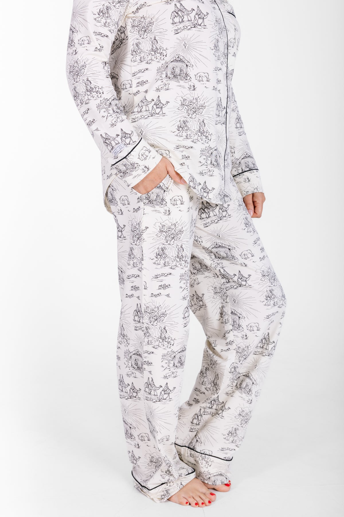 O Little Town of Bethlehem Womens Notch Collar PJ Set Cotton