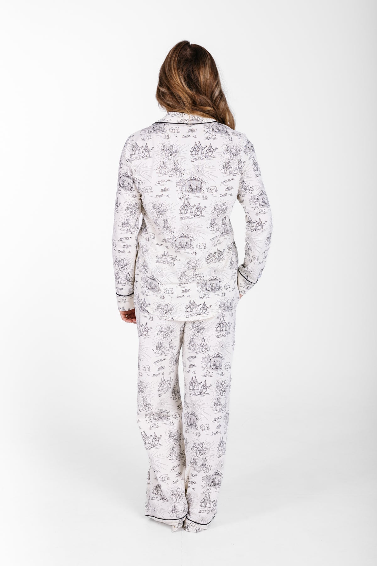 O Little Town of Bethlehem Womens Notch Collar PJ Set Cotton