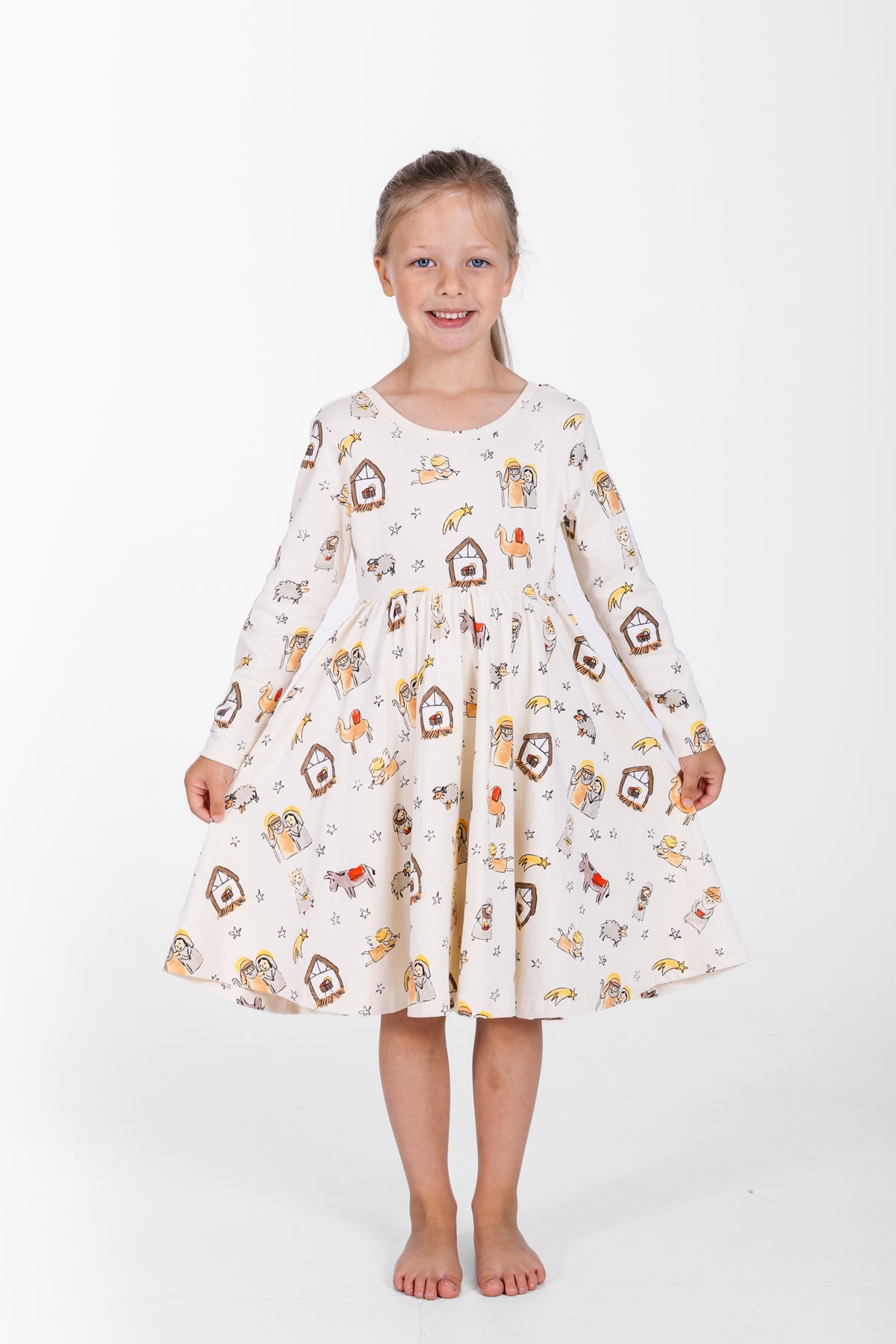 Away in a Manger Twirl Dress Cotton