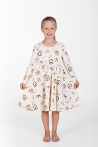 Away in a Manger Twirl Dress Cotton