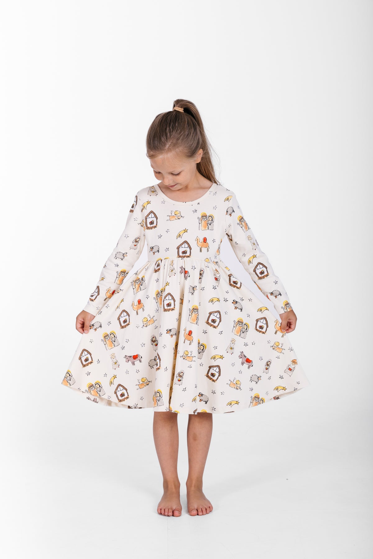 Away in a Manger Twirl Dress Cotton
