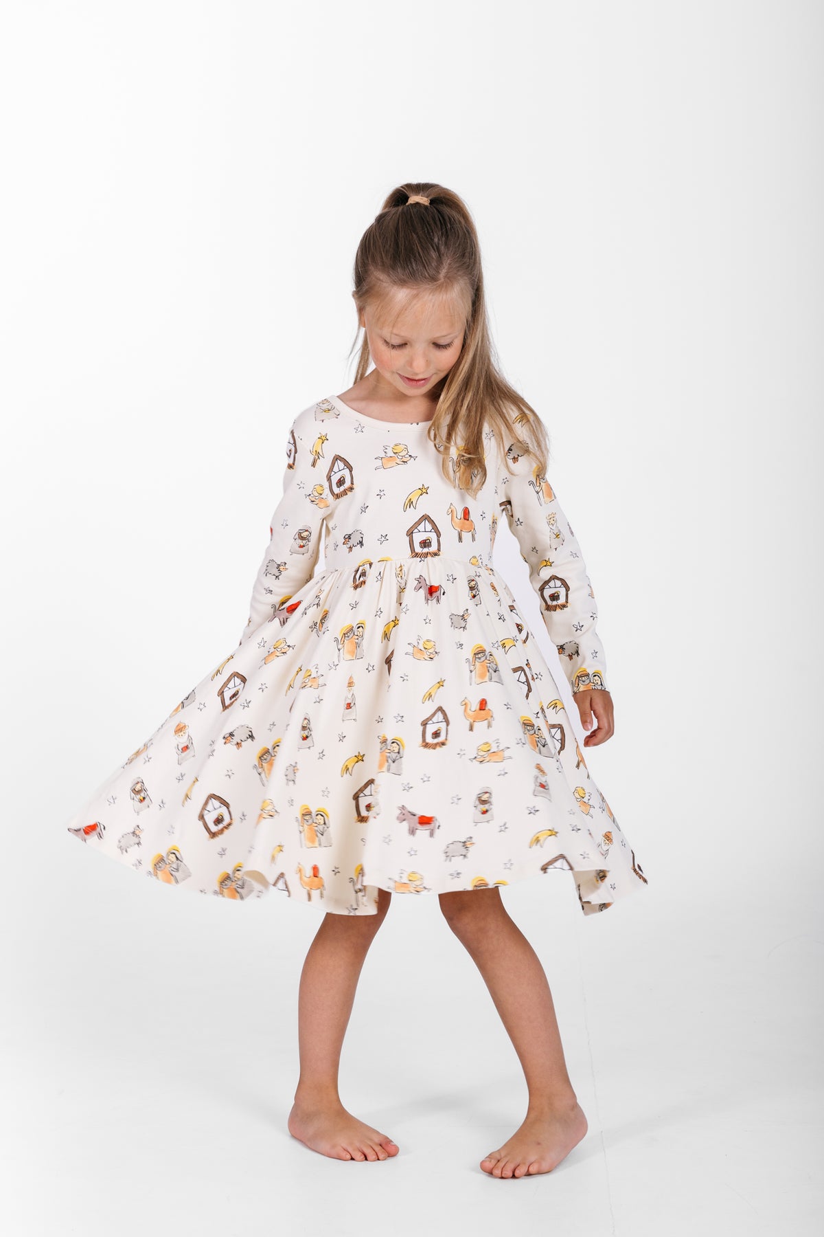 Away in a Manger Twirl Dress Cotton