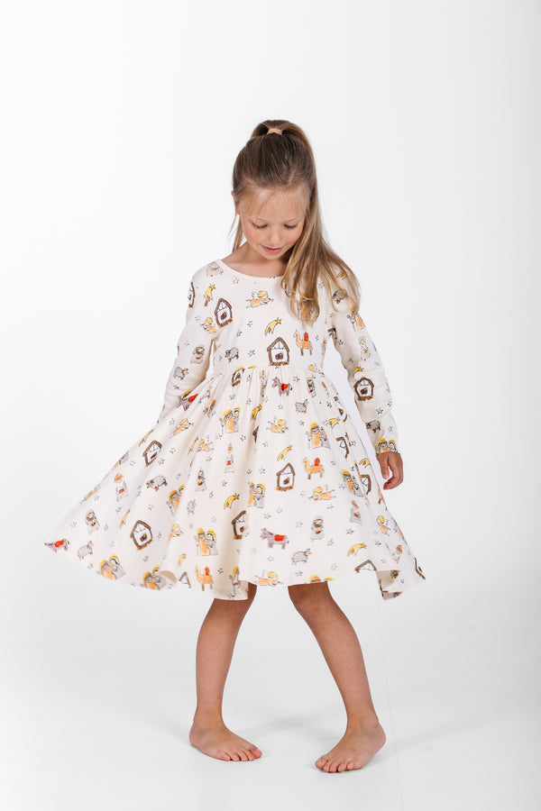 Away in a Manger Twirl Dress Cotton