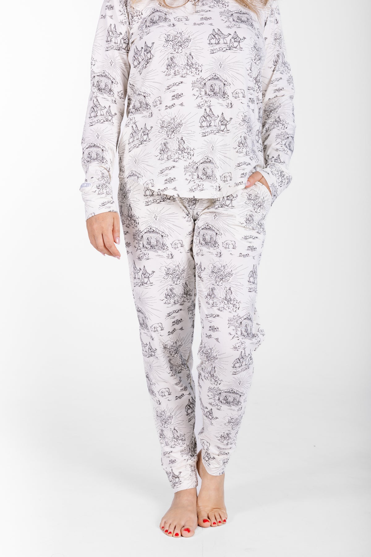 O Little Town of Bethlehem Womens Jogger PJ Set Cotton
