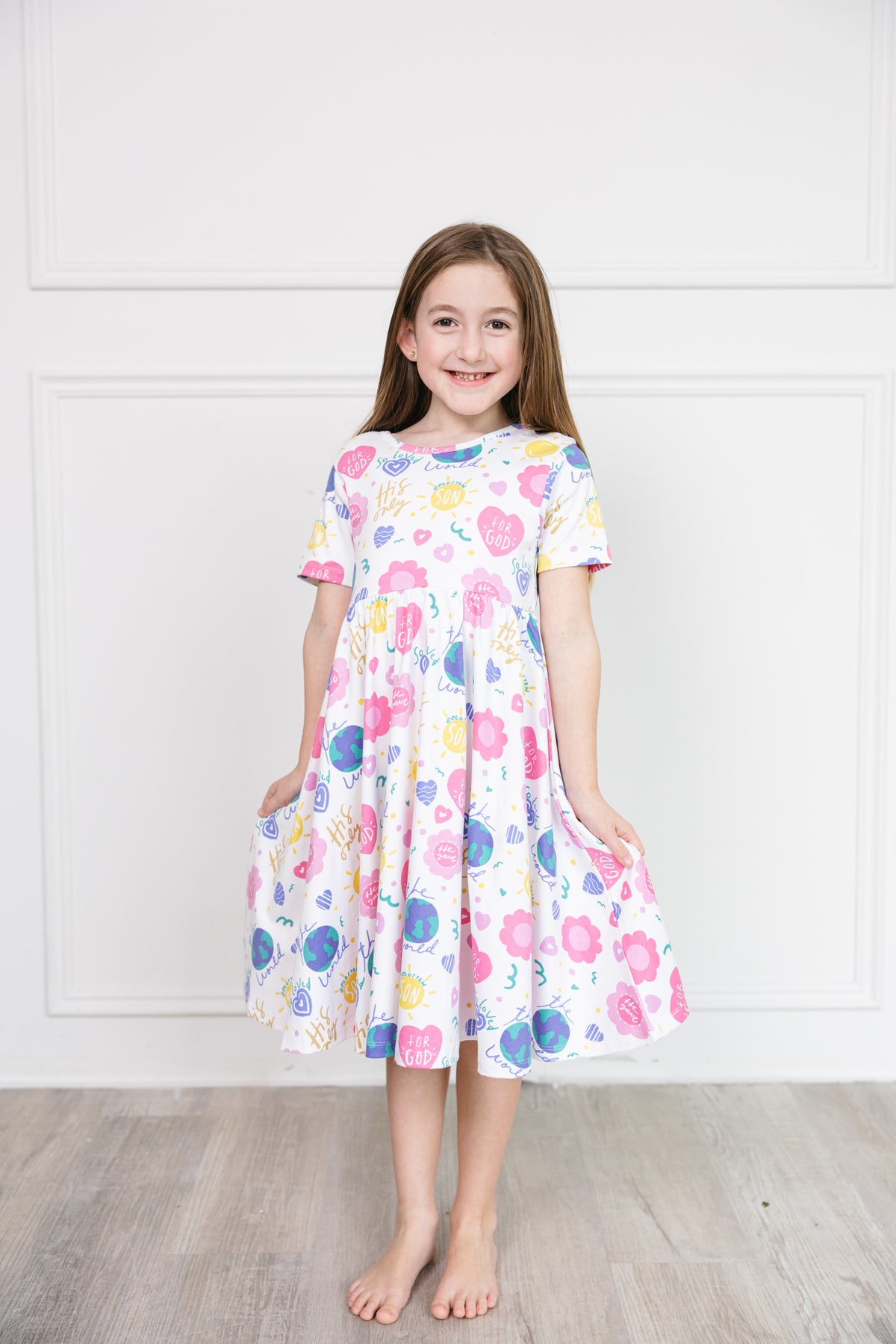 For God So Loved The World Twirl Dress Cotton