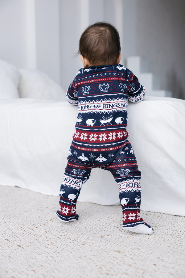 King of Kings Midnight Blue Footed Onesie Cotton