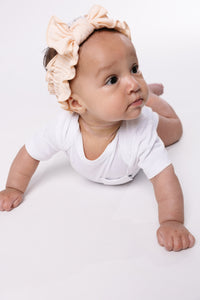White Prayer Pocket Short Sleeve Bodysuit Cotton