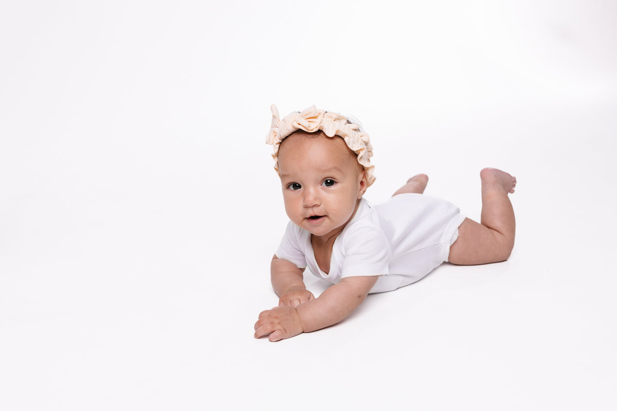 White Prayer Pocket Short Sleeve Bodysuit Cotton