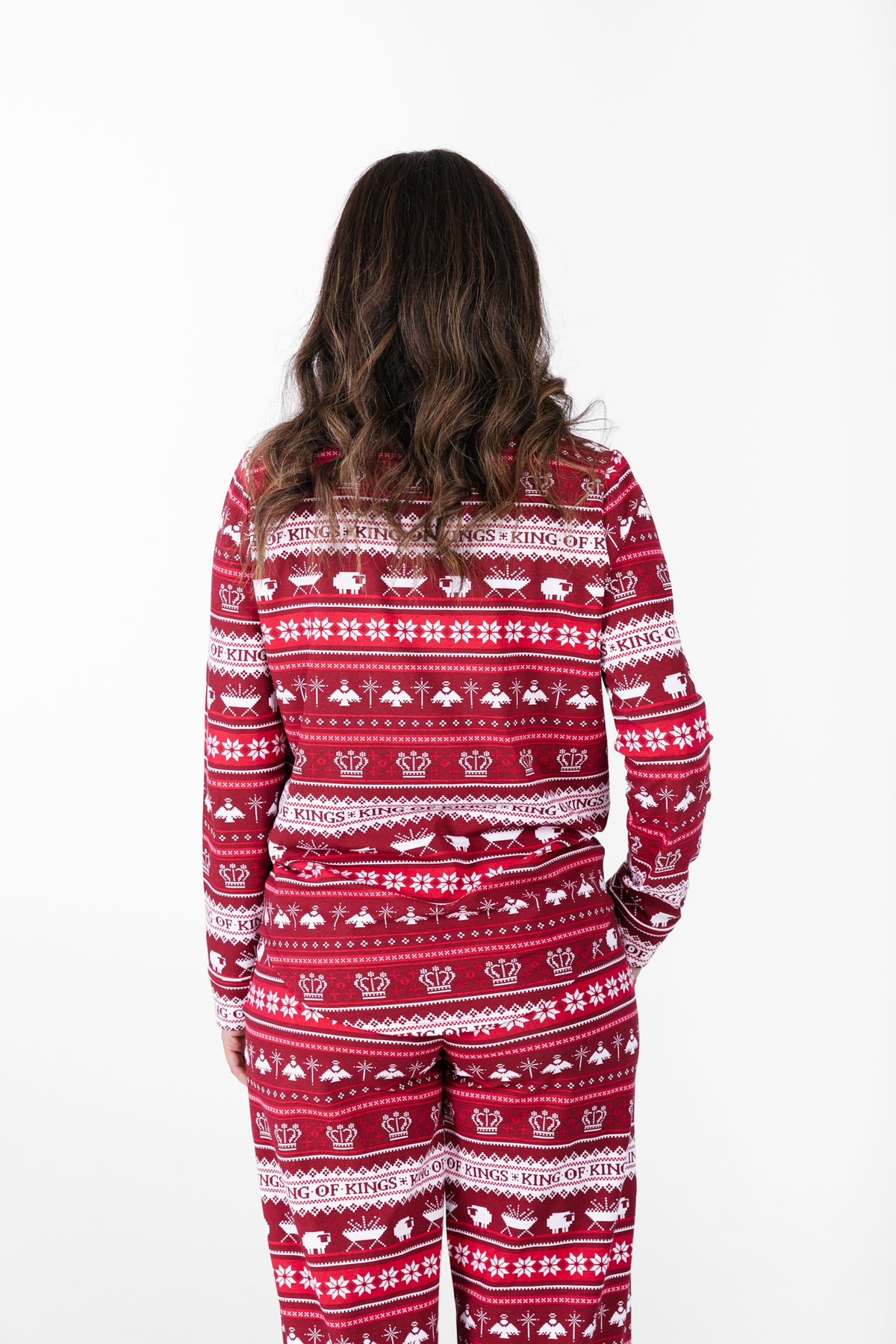 King of Kings Ruby Red Womens Notch Collar PJ Set Cotton