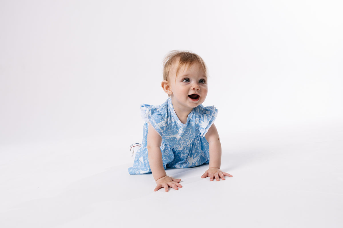 Birds of the Air Short Sleeve Twirl Dress Bodysuit Cotton