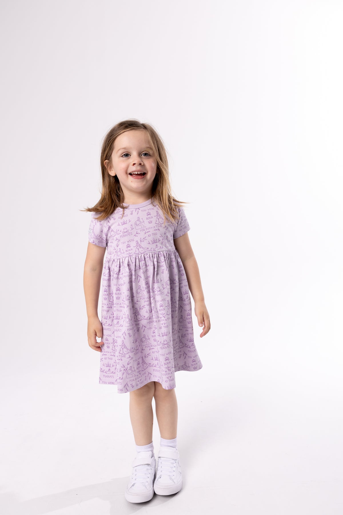 Queen Esther Lavender Twirl Dress Cotton