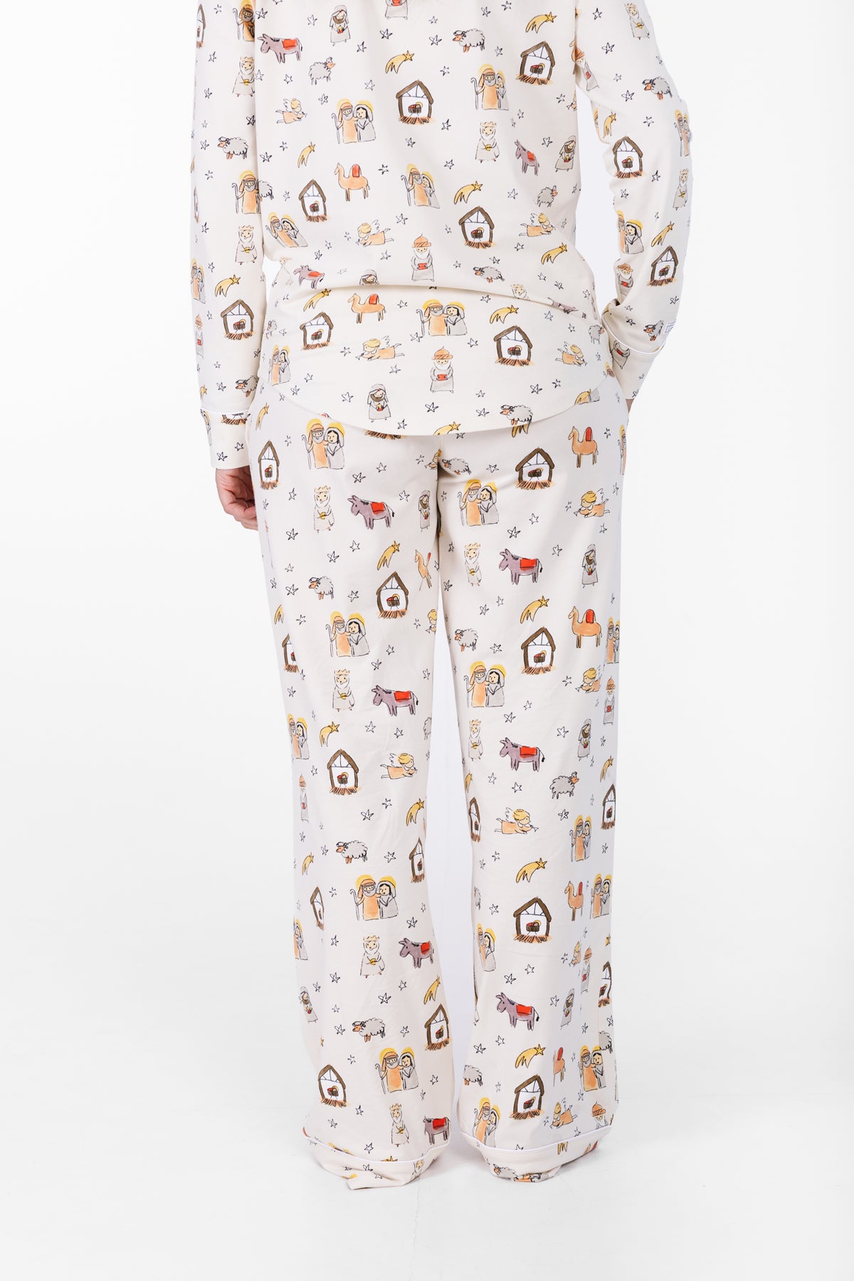 Away in a Manger Womens Notch Collar PJ Set Cotton