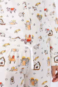 Away in a Manger Womens Notch Collar PJ Set Cotton