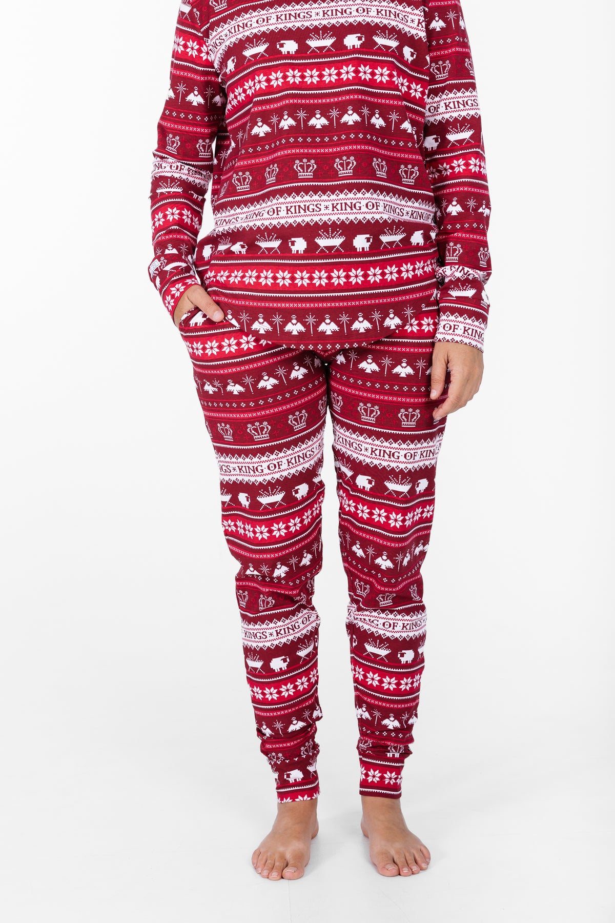 King of Kings Ruby Red Womens Jogger PJ Set Cotton