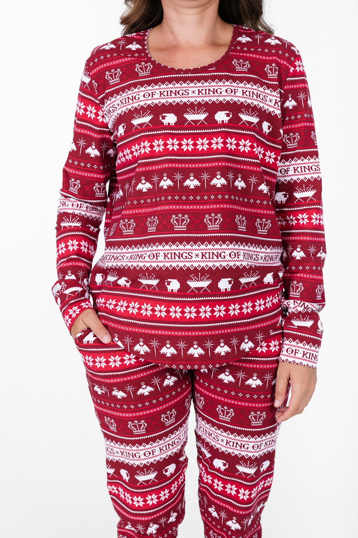 King of Kings Ruby Red Womens Jogger PJ Set Cotton