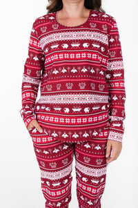 King of Kings Ruby Red Womens Jogger PJ Set Cotton