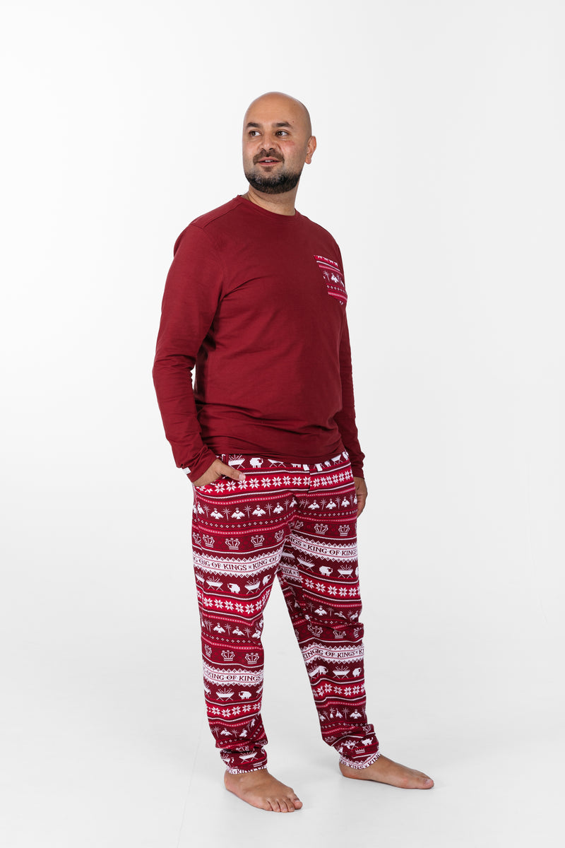 King of Kings Ruby Red Mens PJ Set Cotton