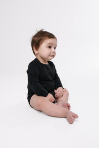 Black Prayer Pocket Long Sleeve Bodysuit Cotton