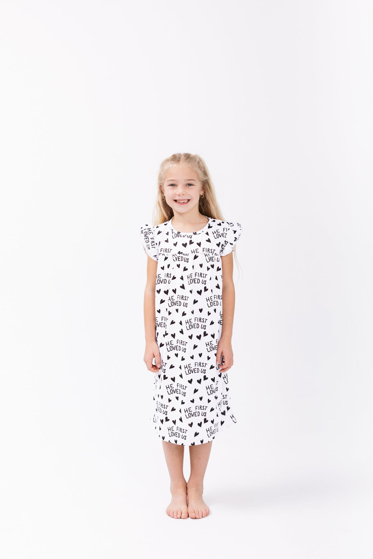 He First Loved Us PJ Girls Nightgown Polyester