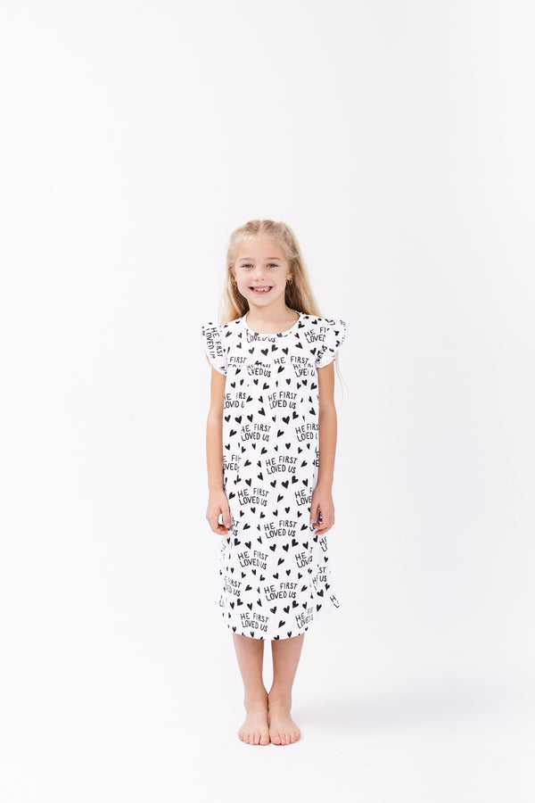 He First Loved Us PJ Girls Nightgown Polyester