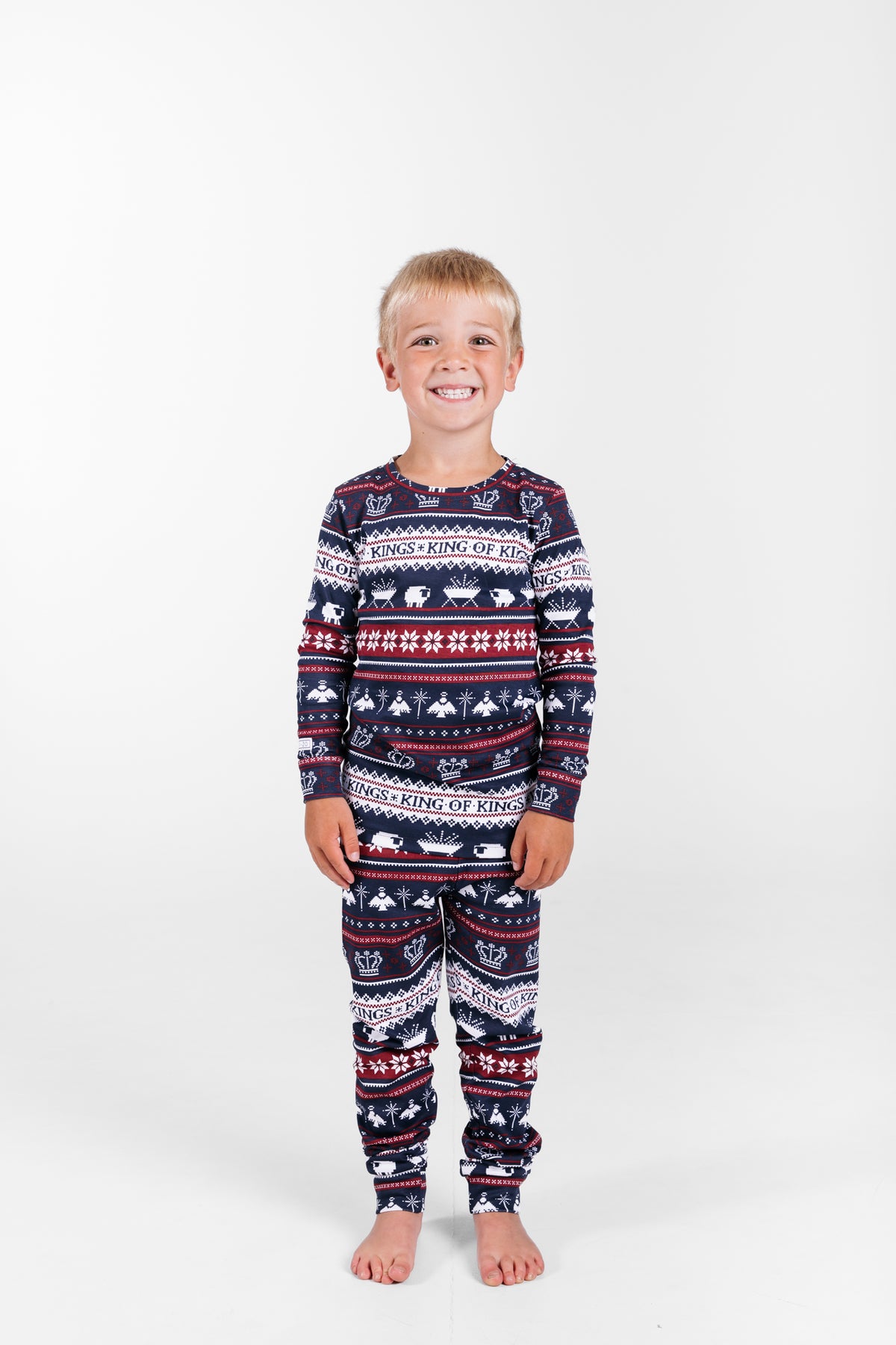 King of Kings Midnight Blue PJ Long Sleeve Set Cotton