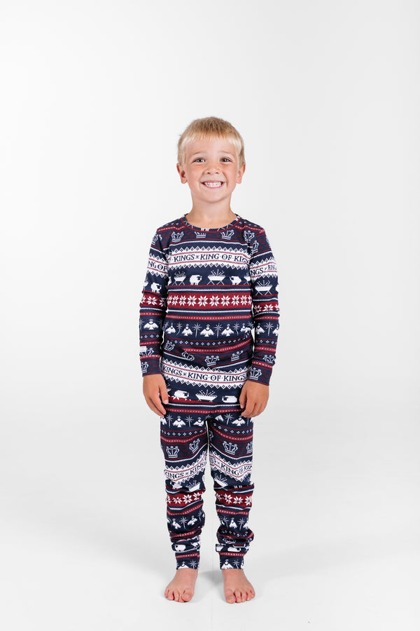 King of Kings Midnight Blue PJ Long Sleeve Set Cotton