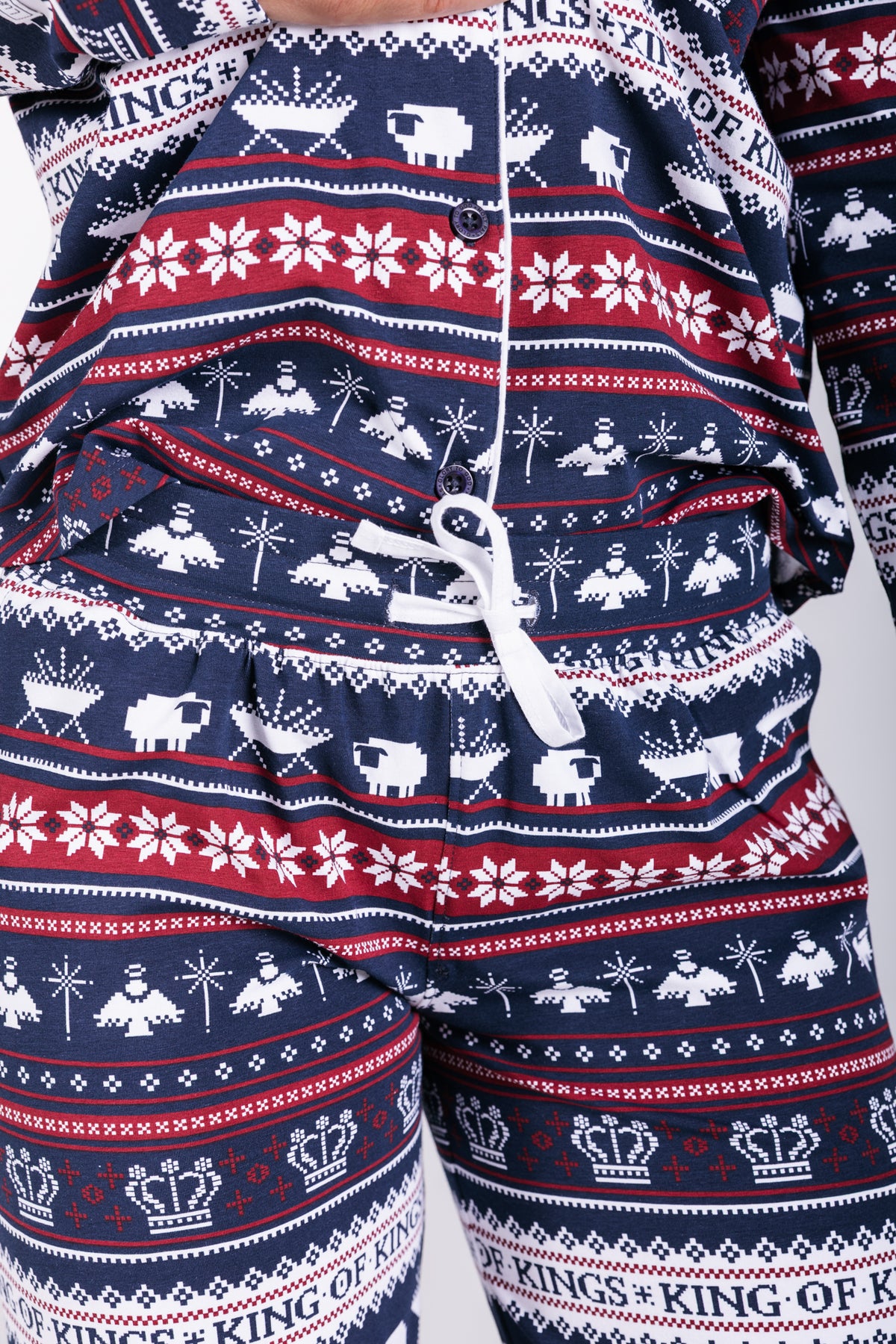 King of Kings Midnight Blue Womens PJ Notch Collar Set Cotton