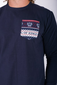 King of Kings Midnight Blue Mens PJ Set Cotton