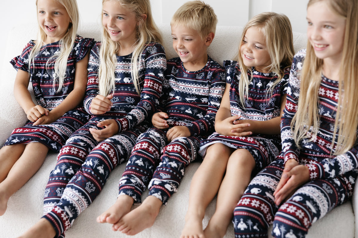 King of Kings Midnight Blue PJ Long Sleeve Set Cotton