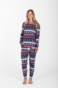 King of Kings Midnight Blue Womens Jogger PJ Set Cotton