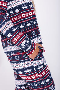 King of Kings Midnight Blue Womens Jogger PJ Set Cotton