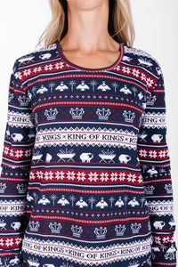 King of Kings Midnight Blue Womens Jogger PJ Set Cotton