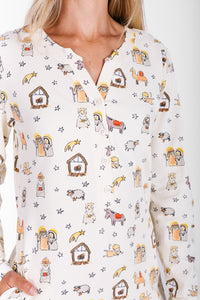 Away in a Manger Womens PJ Nightgown Cotton