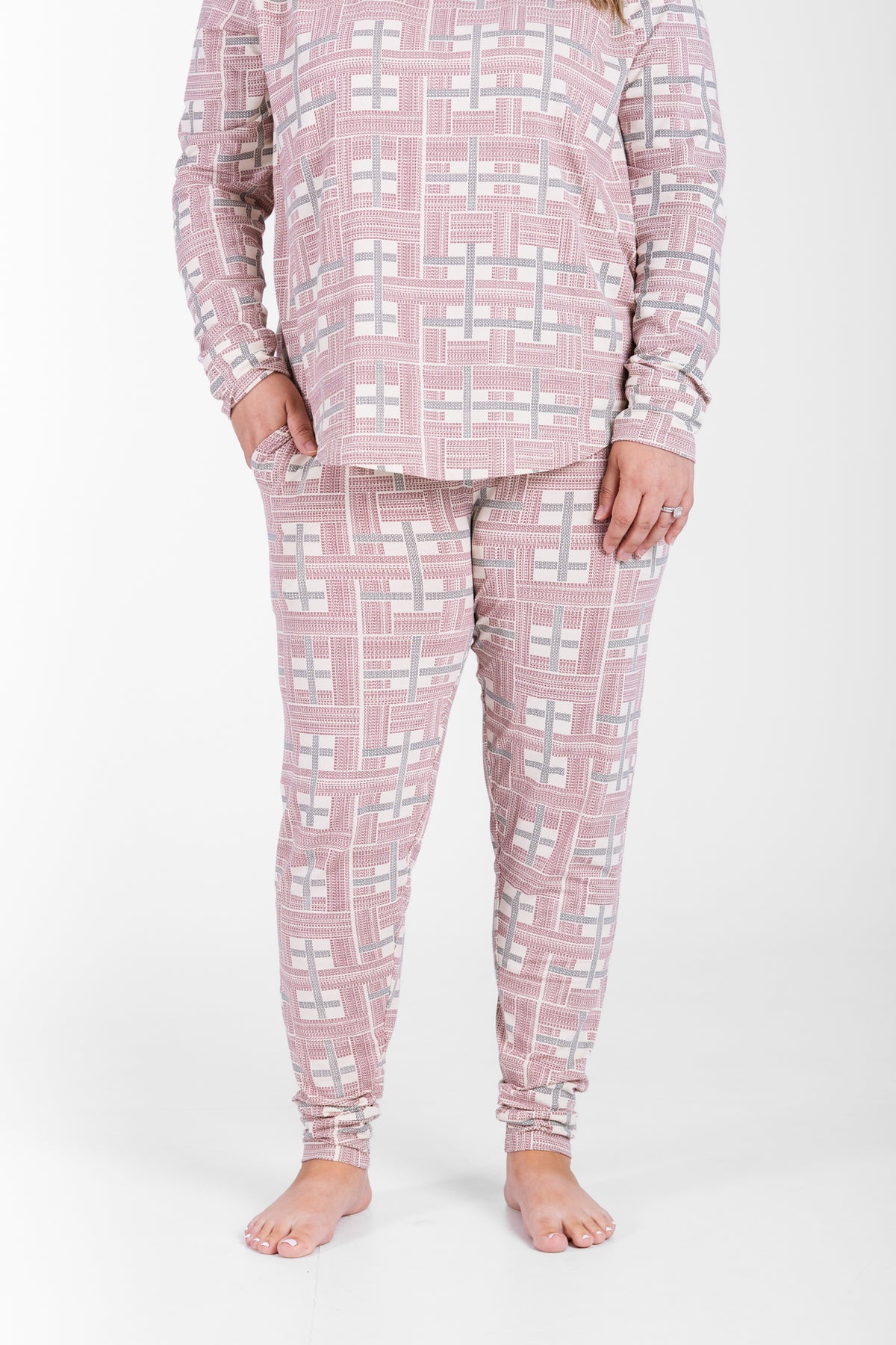 Prophecy Plaid Womens Jogger PJ Set Cotton
