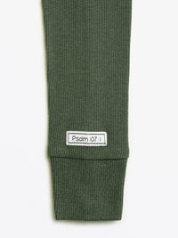 Solid Olive PJ Long Sleeve Set Ribbed Cotton-Bamboo Blend