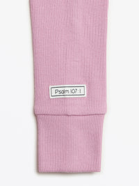 Solid Mauve PJ Long Sleeve Set Ribbed Cotton-Bamboo Blend