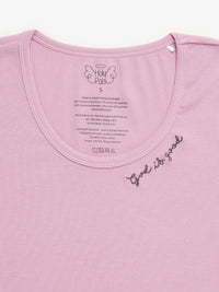 Solid Mauve Womens PJ Jogger Set Ribbed Cotton-Bamboo Blend