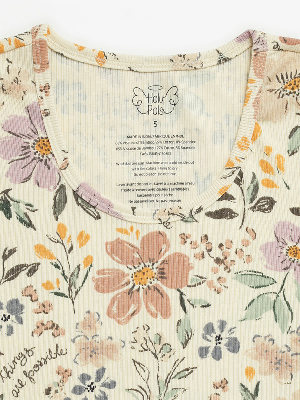 All Things Are Possible Womens PJ Jogger Set Ribbed Cotton-Bamboo Blend