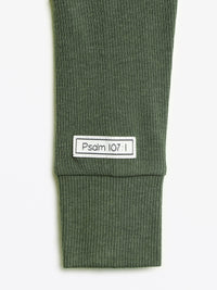 Solid Olive PJ Footed Onesie Ribbed Cotton-Bamboo Blend