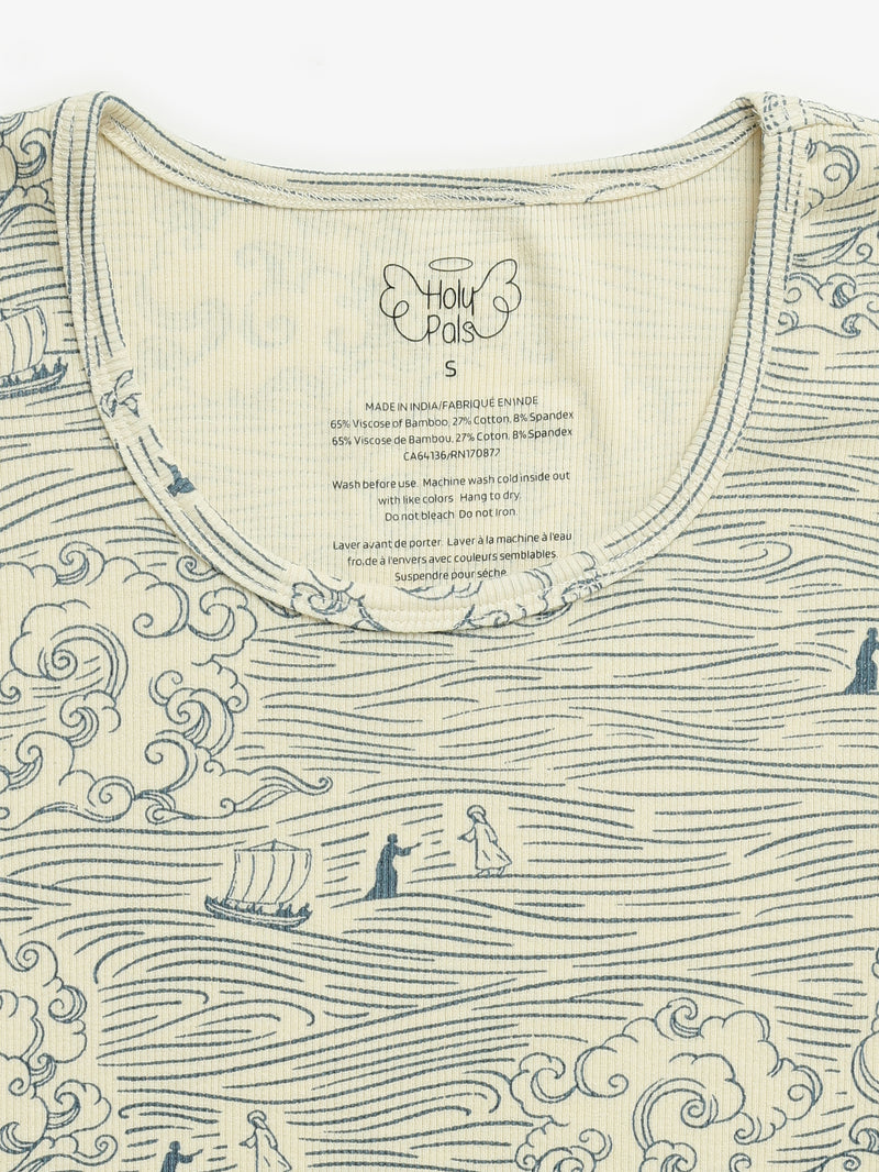 Walking on Water Womens PJ Jogger Set Ribbed Cotton-Bamboo Blend