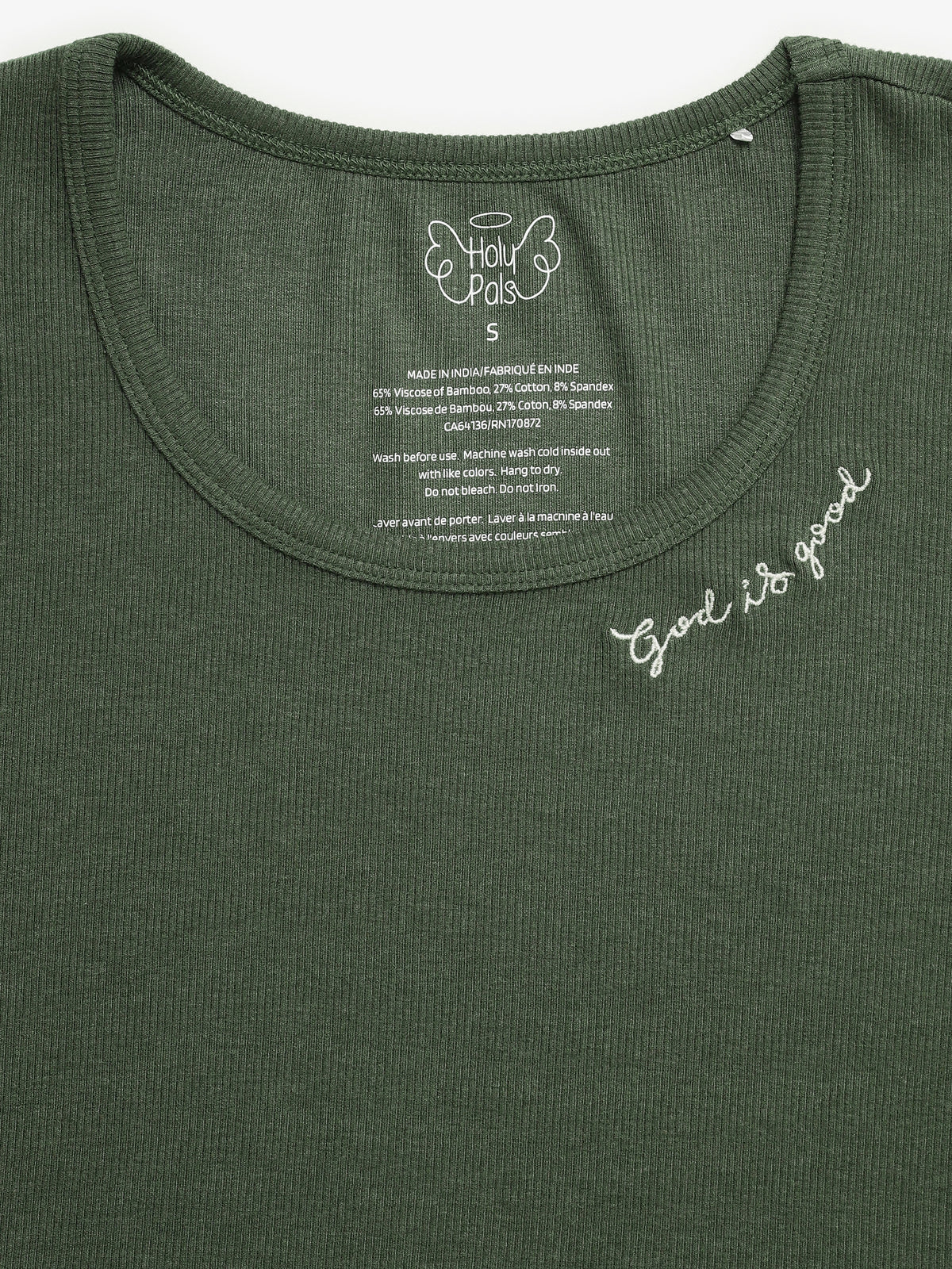 Solid Olive Womens PJ Jogger Set Ribbed Cotton-Bamboo Blend