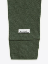 Solid Olive Womens PJ Jogger Set Ribbed Cotton-Bamboo Blend