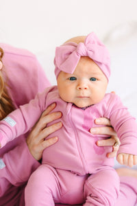 Solid Mauve Headband Ribbed Cotton-Bamboo Blend