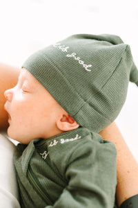 Solid Olive Hat Ribbed Cotton-Bamboo Blend