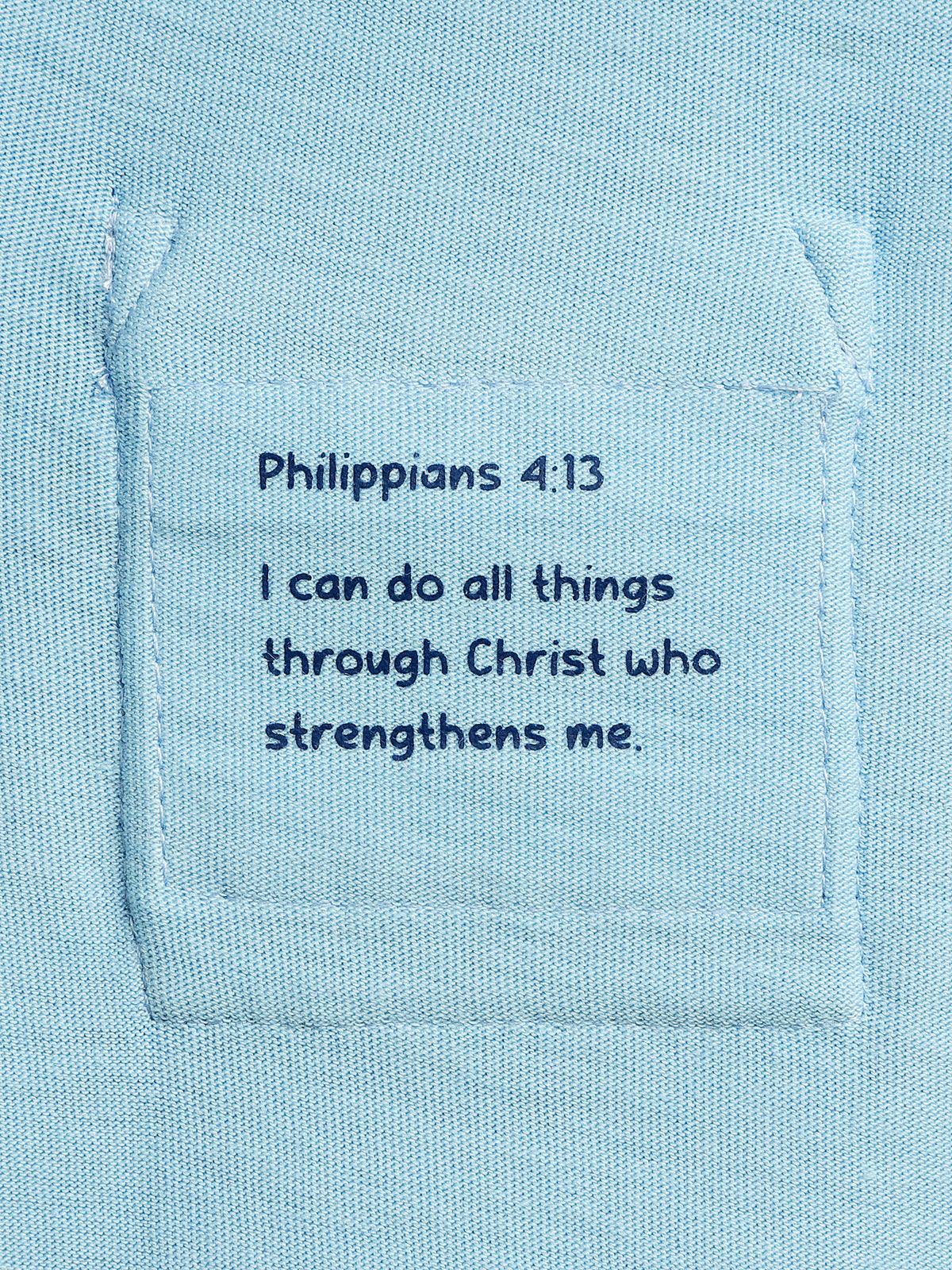 Blue Prayer Pocket Short Sleeve T-Shirt Cotton