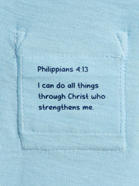 Blue Prayer Pocket Short Sleeve T-Shirt Cotton