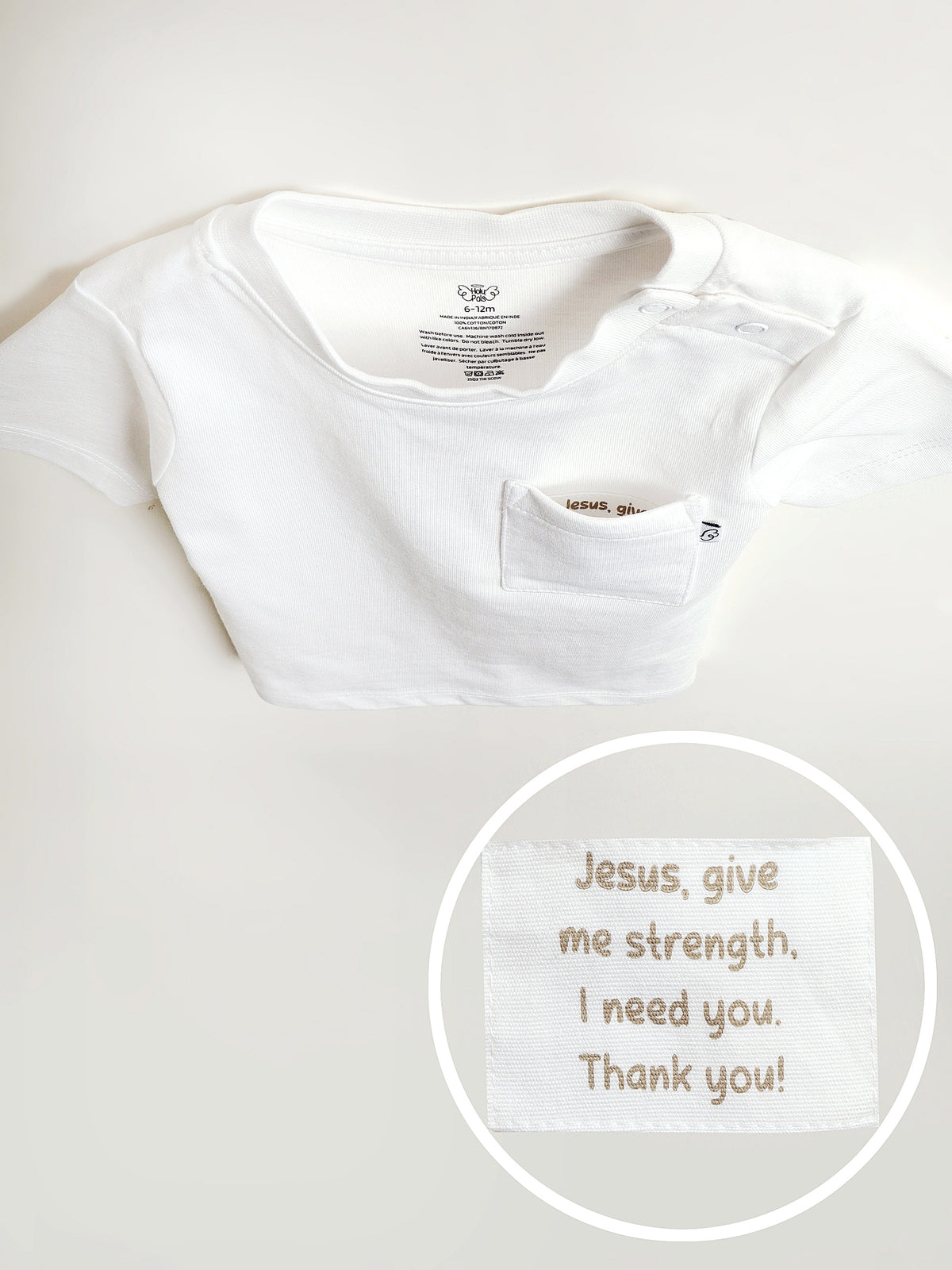 White Prayer Pocket Short Sleeve T-Shirt Cotton