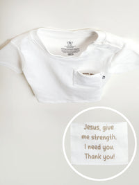 White Prayer Pocket Short Sleeve T-Shirt Cotton