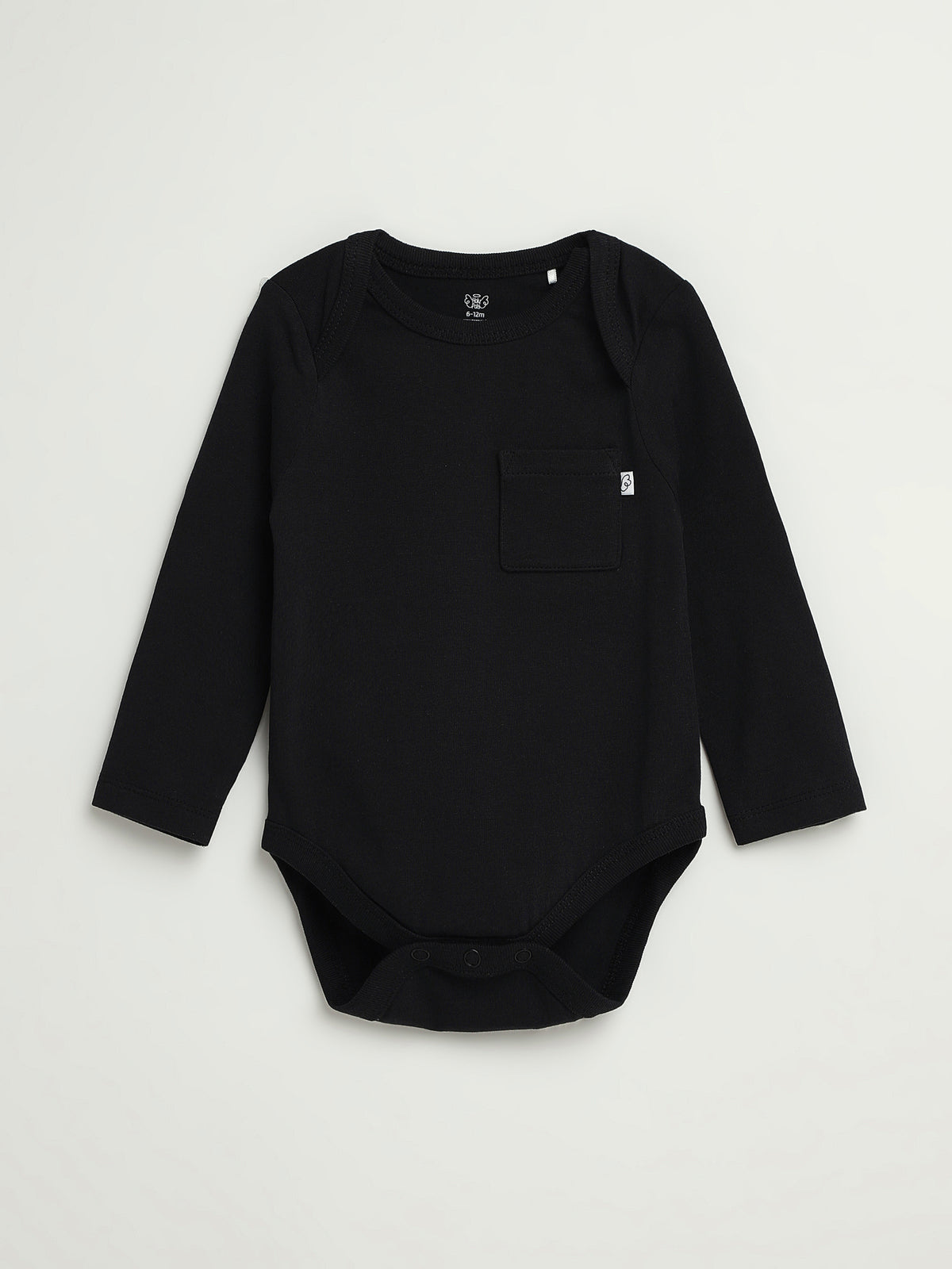 Black Prayer Pocket Long Sleeve Bodysuit Cotton